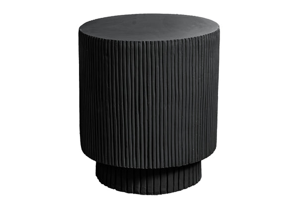 Monarch Specialties Accent Table - 25"H Round Indoor/Outdoor Side Table In Black, Modern Ridged Design For Any Space Black Magnesium Oxide (Mgo)" I 4150