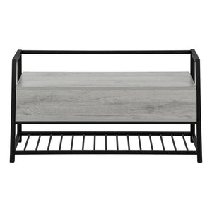 Monarch Specialties Bench, Entryway, Hallway, Storage, 42" Rectangular, Grey Laminate, Black Metal, Contemporary, Modern Grey,Black, Black Mdf,Laminate,Metal I 4500