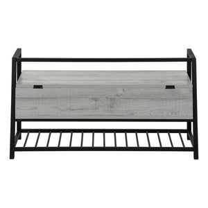 Monarch Specialties Bench, Entryway, Hallway, Storage, 42" Rectangular, Grey Laminate, Black Metal, Contemporary, Modern Grey,Black, Black Mdf,Laminate,Metal I 4500
