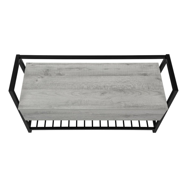 Monarch Specialties Bench, Entryway, Hallway, Storage, 42" Rectangular, Grey Laminate, Black Metal, Contemporary, Modern Grey,Black, Black Mdf,Laminate,Metal I 4500