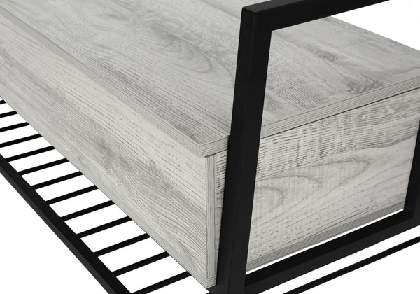 Monarch Specialties Bench, Entryway, Hallway, Storage, 42" Rectangular, Grey Laminate, Black Metal, Contemporary, Modern Grey,Black, Black Mdf,Laminate,Metal I 4500