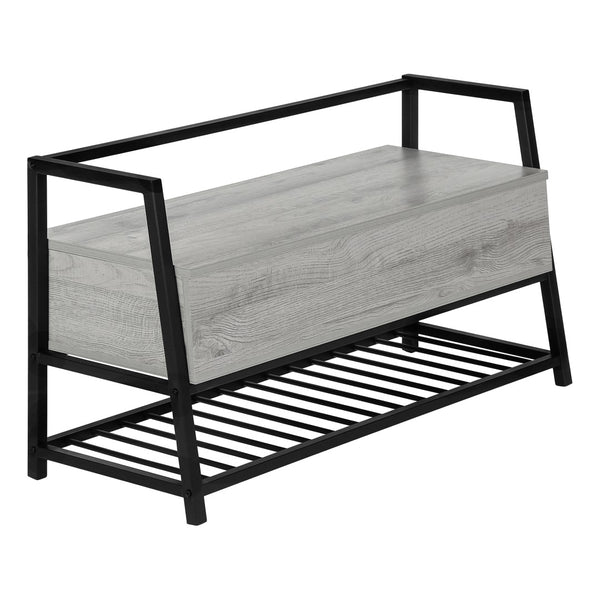 Monarch Specialties Bench, Entryway, Hallway, Storage, 42" Rectangular, Grey Laminate, Black Metal, Contemporary, Modern Grey,Black, Black Mdf,Laminate,Metal I 4500
