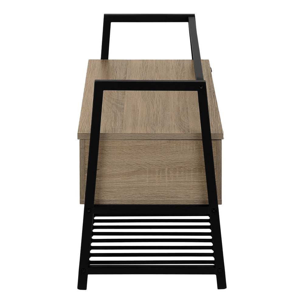 Monarch Specialties Bench, Entryway, Hallway, Storage, 42" Rectangular, Brown Laminate, Black Metal, Contemporary, Modern Dark Taupe,Black, Black Mdf,Laminate,Metal I 4501