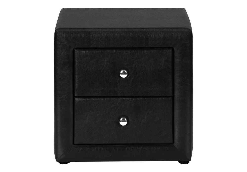 Monarch Specialties Nightstand, Nightstand, End, Side, Lamp, Storage Drawer, Bedroom, Upholstered, Black Leather Look, Transitional Black Mdf,Particle Board I 5603