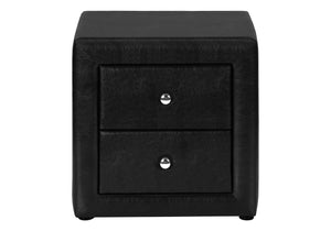Monarch Specialties Nightstand, Nightstand, End, Side, Lamp, Storage Drawer, Bedroom, Upholstered, Black Leather Look, Transitional Black Mdf,Particle Board I 5603