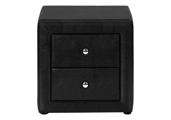 Monarch Specialties Nightstand, Nightstand, End, Side, Lamp, Storage Drawer, Bedroom, Upholstered, Black Leather Look, Transitional Black Mdf,Particle Board I 5603