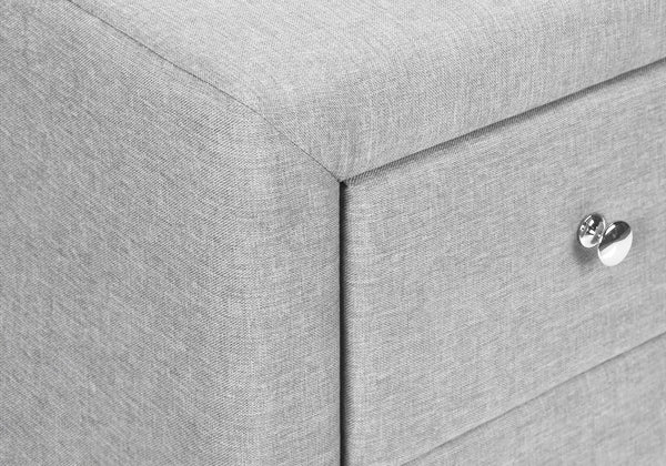 Monarch Specialties Nightstand, Nightstand, End, Side, Lamp, Storage Drawer, Bedroom, Upholstered, Grey Linen Look, Transitional Grey Mdf,Particle Board I 5604