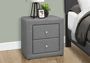 Monarch Specialties Nightstand, Nightstand, End, Side, Lamp, Storage Drawer, Bedroom, Upholstered, Grey Linen Look, Transitional Grey Mdf,Particle Board I 5604