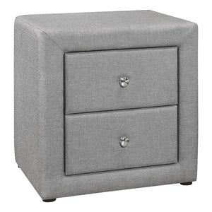 Monarch Specialties Nightstand, Nightstand, End, Side, Lamp, Storage Drawer, Bedroom, Upholstered, Grey Linen Look, Transitional Grey Mdf,Particle Board I 5604