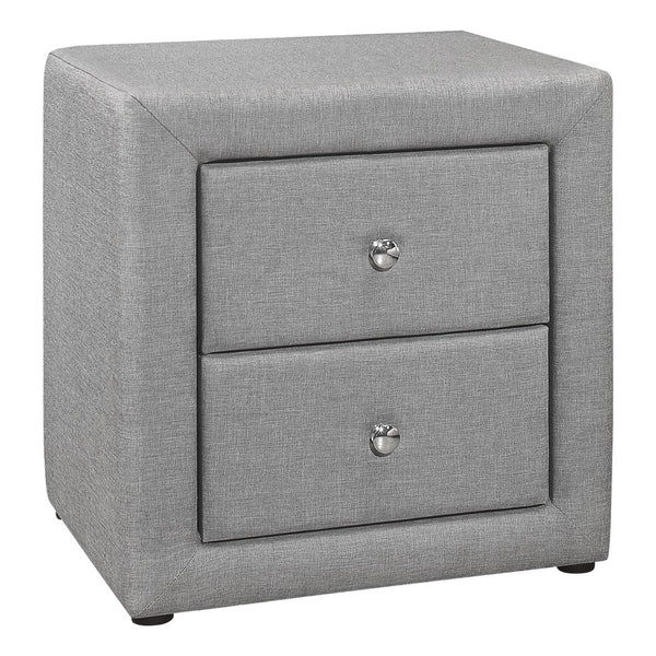 Monarch Specialties Nightstand, Nightstand, End, Side, Lamp, Storage Drawer, Bedroom, Upholstered, Grey Linen Look, Transitional Grey Mdf,Particle Board I 5604