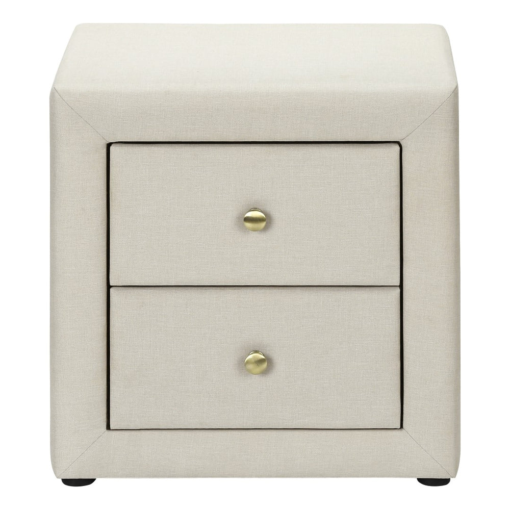 Monarch Specialties Nightstand, Nightstand, End, Side, Lamp, Storage Drawer, Bedroom, Upholstered, Beige Linen Look, Transitional Beige Mdf,Particle Board I 5605