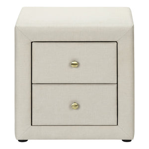 Monarch Specialties Nightstand, Nightstand, End, Side, Lamp, Storage Drawer, Bedroom, Upholstered, Beige Linen Look, Transitional Beige Mdf,Particle Board I 5605