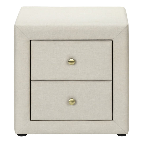 Monarch Specialties Nightstand, Nightstand, End, Side, Lamp, Storage Drawer, Bedroom, Upholstered, Beige Linen Look, Transitional Beige Mdf,Particle Board I 5605