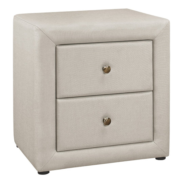 Monarch Specialties Nightstand, Nightstand, End, Side, Lamp, Storage Drawer, Bedroom, Upholstered, Beige Linen Look, Transitional Beige Mdf,Particle Board I 5605