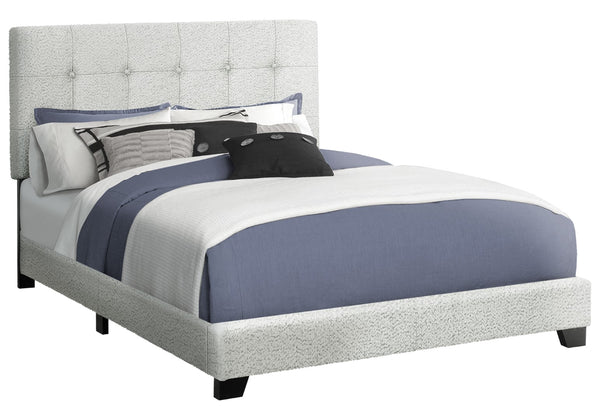 Monarch Specialties Bed, Queen Size, Upholstered, Frame Only, Bedroom, Light Grey Boucle, Transitional Grey Foam,Lvl,Mdf,Plastic,Solid Wood I 5801q
