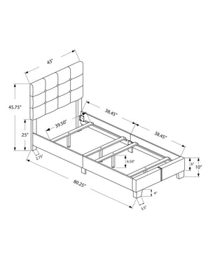 Monarch Specialties Bed, Twin Size, Upholstered, Frame Only, Bedroom, Juvenile, Youth, Light Grey Boucle, Transitional Grey Foam,Lvl,Mdf,Plastic,Solid Wood I 5801t