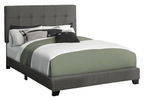 Monarch Specialties Bed, Full Size, Bedroom, Upholstered, Frame Only, Transitional Dark Grey,Black, Black Foam,Lvl,Mdf,Plastic,Solid Wood I 5803f