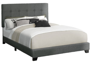 Monarch Specialties Bed, Bedroom, Frame Only, Queen Size, Upholstered, Dark Grey Boucle, Transitional Dark Grey,Black, Black Foam,Lvl,Mdf,Plastic,Solid Wood I 5803q