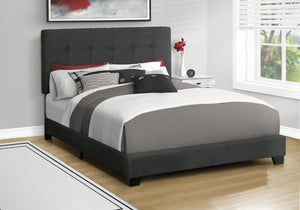 Monarch Specialties Bed, Bedroom, Frame Only, Queen Size, Upholstered, Black Boucle, Transitional Black Foam,Lvl,Mdf,Plastic,Solid Wood I 5805q