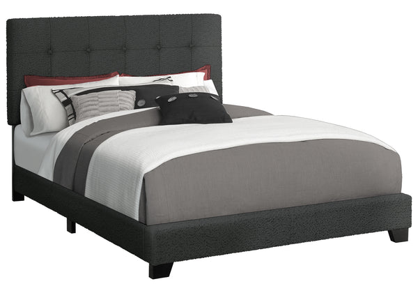Monarch Specialties Bed, Bedroom, Frame Only, Queen Size, Upholstered, Black Boucle, Transitional Black Foam,Lvl,Mdf,Plastic,Solid Wood I 5805q
