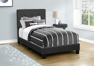 Monarch Specialties Bed, Twin Size, Upholstered, Bedroom, Frame Only, Youth, Teen, Juvenile, Black Boucle, Transitional Black Foam,Lvl,Mdf,Plastic,Solid Wood I 5805t