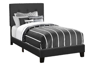 Monarch Specialties Bed, Twin Size, Upholstered, Bedroom, Frame Only, Youth, Teen, Juvenile, Black Boucle, Transitional Black Foam,Lvl,Mdf,Plastic,Solid Wood I 5805t