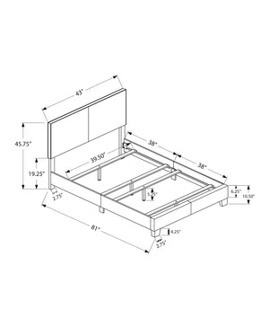 Monarch Specialties Bed, Twin Size, Bedroom, Upholstered, Brown Leather Look, Transitional Brown Foam,Lvl,Mdf,Plastic,Solid Wood,Leather,Look I 5910t