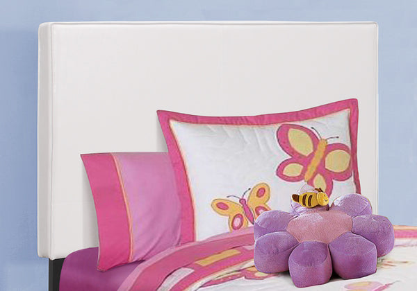 Monarch Specialties Bed, Twin Size, Bedroom, Upholstered, White Leather Look, Transitional White Foam,Lvl,Mdf,Plastic,Solid Wood,Leather,Look I 5911t