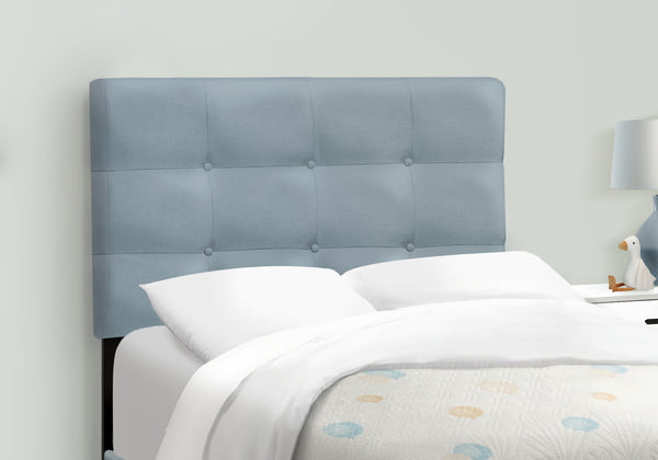 Monarch Specialties Bed, Twin Size, Upholstered, Bedroom, Frame Only, Youth, Teen, Juvenile, Light Blue Velvet, Transitional Steel Blue Foam,Lvl,Mdf,Plastic,Solid Wood,Velvet I 5919t