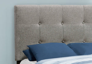 Monarch Specialties Bed, Twin Size, Upholstered, Bedroom, Frame Only, Youth, Teen, Juvenile, Grey Linen Look, Transitional Grey Foam,Lvl,Mdf,Plastic,Solid Wood,Linen,Look I 5920t