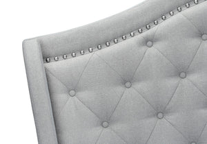 Monarch Specialties Bed, Queen Size, Bedroom, Upholstered, Grey Velvet, Chrome Trim, Traditional Light Grey Foam,Lvl,Mdf,Metal,Plastic,Solid Wood,Velvet I 5967q