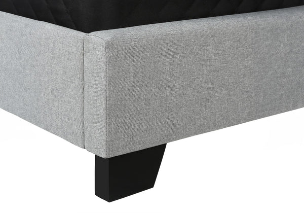 Monarch Specialties Bed, Queen Size, Bedroom, Upholstered, Grey Velvet, Chrome Trim, Traditional Light Grey Foam,Lvl,Mdf,Metal,Plastic,Solid Wood,Velvet I 5967q