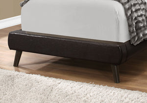 Monarch Specialties Bed, Twin Size, Teen, Upholstered, Brown Leather Look, Wood Legs, Transitional Brown Foam,Mdf,Solid Wood,Leather,Look I 5982t