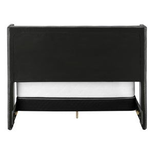 Monarch Specialties Bed, Queen Size, Bedroom, Upholstered, Grey Velvet, Chrome Trim, Transitional Dark Grey Foam,Lvl,Mdf,Metal,Plastic,Solid Wood,Velvet I 5986q