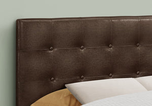 Monarch Specialties Bed, Headboard Only, Full Size, Bedroom, Upholstered, Brown Leather Look, Transitional Brown,Black, Black Foam,Mdf,Solid Wood,Leather,Look I 6000f