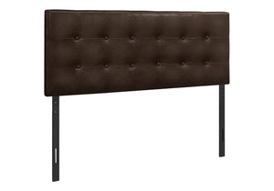 Monarch Specialties Bed, Headboard Only, Full Size, Bedroom, Upholstered, Brown Leather Look, Transitional Brown,Black, Black Foam,Mdf,Solid Wood,Leather,Look I 6000f