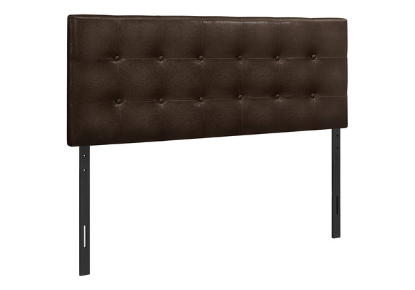 Monarch Specialties Bed, Headboard Only, Full Size, Bedroom, Upholstered, Brown Leather Look, Transitional Brown,Black, Black Foam,Mdf,Solid Wood,Leather,Look I 6000f