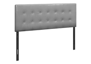Monarch Specialties Bed, Headboard Only, Queen Size, Bedroom, Upholstered, Grey Leather Look, Transitional Grey,Black, Black Foam,Mdf,Solid Wood,Leather,Look I 6001q