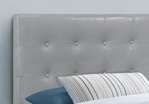 Monarch Specialties Bed, Headboard Only, Twin Size, Bedroom, Upholstered, Grey Leather Look, Transitional Grey,Black, Black Foam,Mdf,Solid Wood,Leather,Look I 6001t