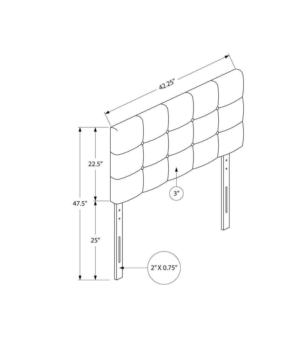 Monarch Specialties Bed, Headboard Only, Twin Size, Bedroom, Upholstered, Grey Leather Look, Transitional Grey,Black, Black Foam,Mdf,Solid Wood,Leather,Look I 6001t