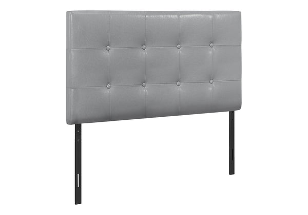 Monarch Specialties Bed, Headboard Only, Twin Size, Bedroom, Upholstered, Grey Leather Look, Transitional Grey,Black, Black Foam,Mdf,Solid Wood,Leather,Look I 6001t