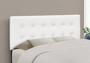 Monarch Specialties Bed, Headboard Only, Full Size, Bedroom, Upholstered, White Leather Look, Transitional White,Black, Black Foam,Mdf,Solid Wood,Leather,Look I 6002f