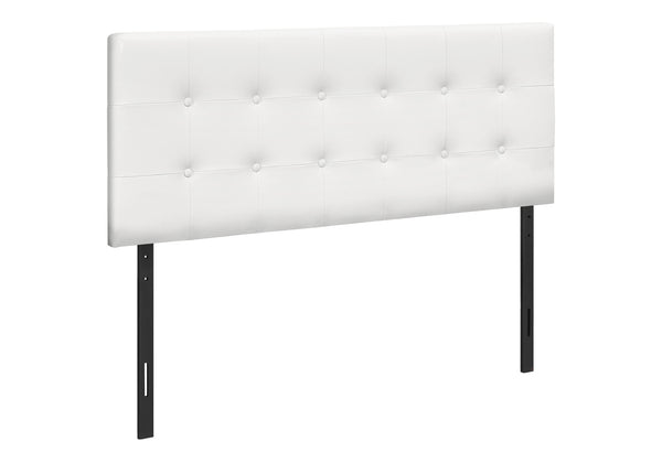 Monarch Specialties Bed, Headboard Only, Full Size, Bedroom, Upholstered, White Leather Look, Transitional White,Black, Black Foam,Mdf,Solid Wood,Leather,Look I 6002f