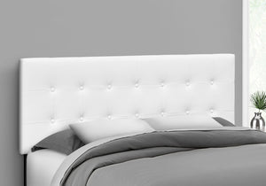 Monarch Specialties Bed, Headboard Only, Queen Size, Bedroom, Upholstered, White Leather Look, Transitional White,Black, Black Foam,Mdf,Solid Wood,Leather,Look I 6002q