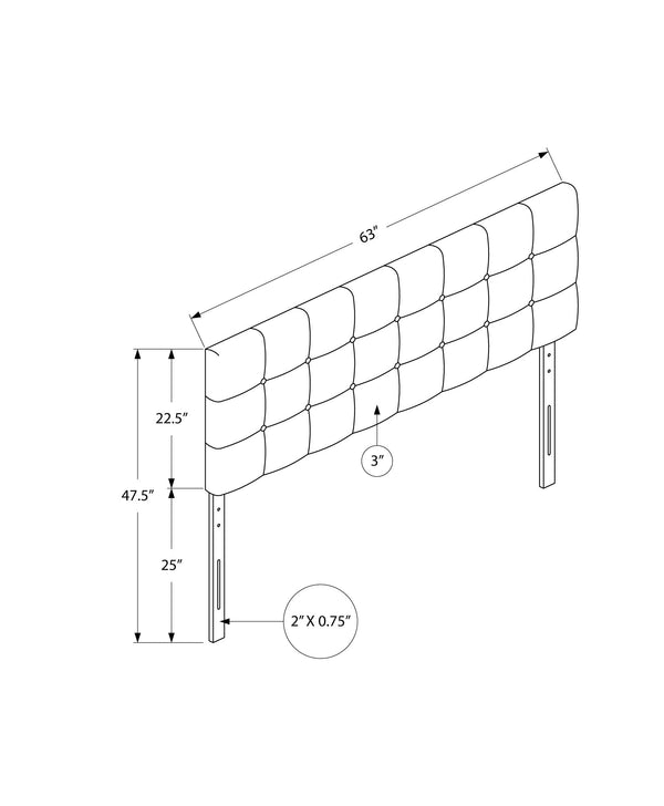 Monarch Specialties Bed, Headboard Only, Queen Size, Bedroom, Upholstered, White Leather Look, Transitional White,Black, Black Foam,Mdf,Solid Wood,Leather,Look I 6002q
