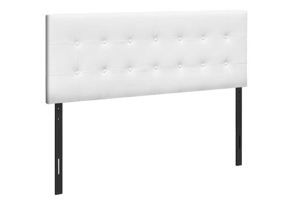 Monarch Specialties Bed, Headboard Only, Queen Size, Bedroom, Upholstered, White Leather Look, Transitional White,Black, Black Foam,Mdf,Solid Wood,Leather,Look I 6002q