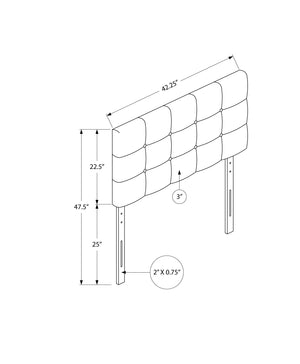 Monarch Specialties Bed, Headboard Only, Twin Size, Bedroom, Upholstered, White Leather Look, Transitional White,Black, Black Foam,Mdf,Solid Wood,Leather,Look I 6002t