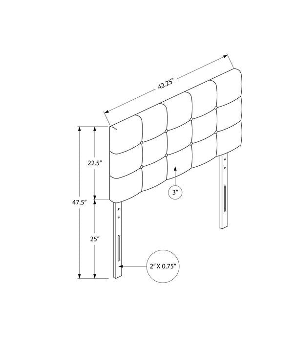 Monarch Specialties Bed, Headboard Only, Twin Size, Bedroom, Upholstered, White Leather Look, Transitional White,Black, Black Foam,Mdf,Solid Wood,Leather,Look I 6002t