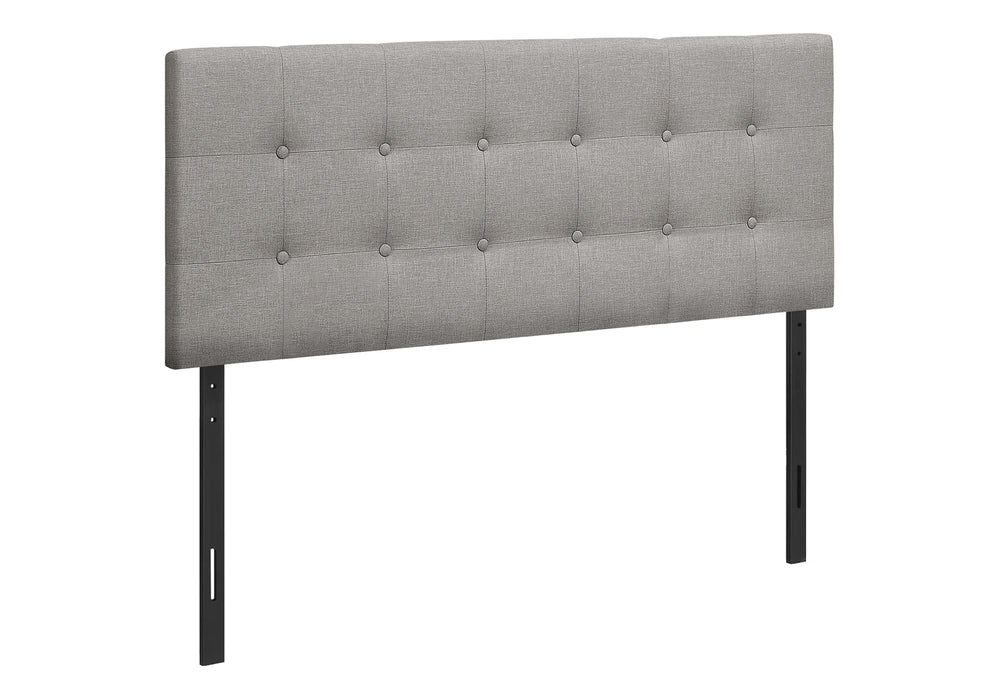 Monarch Specialties Bed, Headboard Only, Full Size, Bedroom, Upholstered, Grey Linen Look, Transitional Grey,Black, Black Foam,Mdf,Solid Wood I 6003f