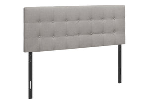 Monarch Specialties Bed, Headboard Only, Queen Size, Bedroom, Upholstered, Grey Linen Look, Transitional Grey,Black, Black Foam,Mdf,Solid Wood I 6003q